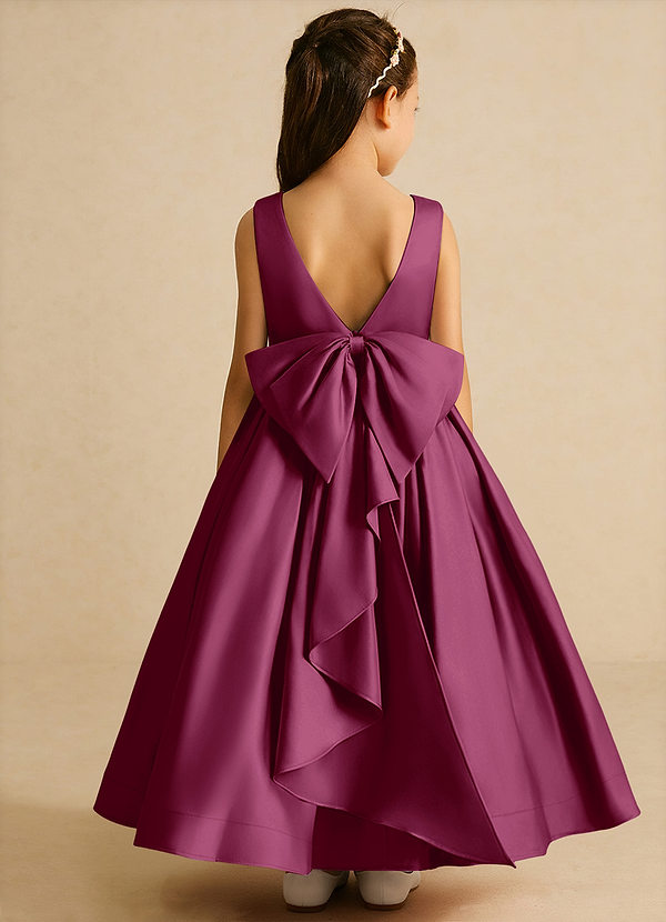 Azazie Cailee Flower Girl Dresses Mulberry Ball-Gown Pleated Matte Satin Dress image1
