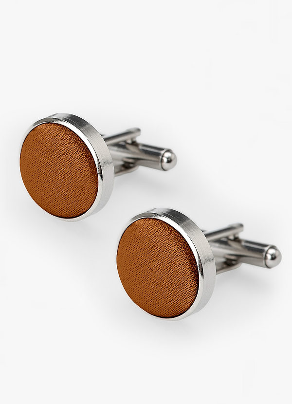 front Rounded Metallic Satin Cuff Links