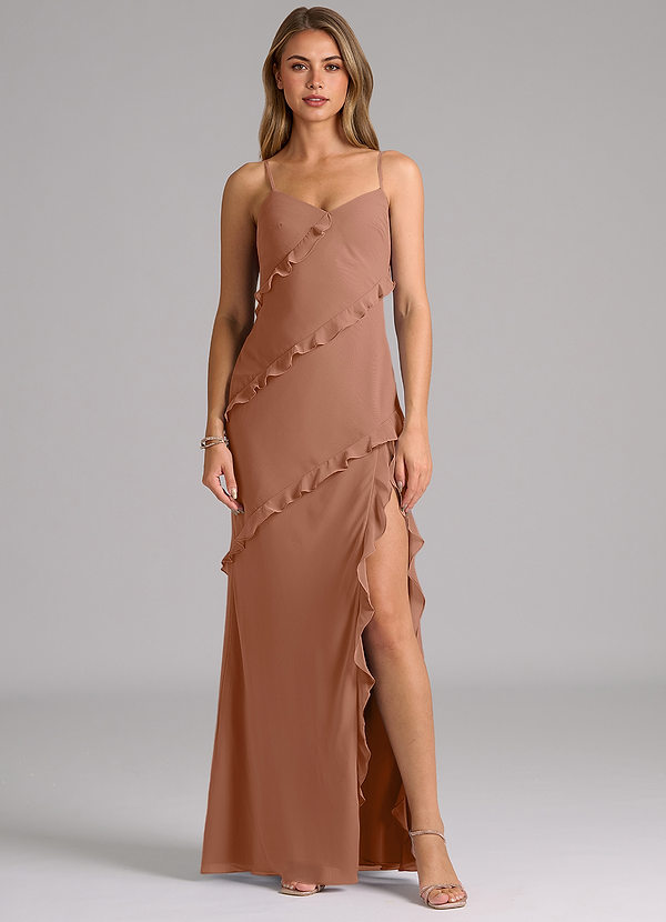 Azazie Nancie Bridesmaid Dresses Bronzer Mermaid Ruched Chiffon Dress image1