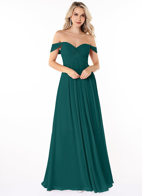 Vestidos largos de dama de honor estilo halter de chiffon Pavo real Tallas Grandes