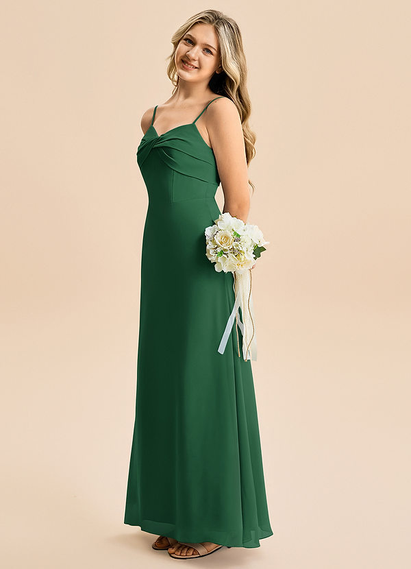 Azazie Jordyn Junior Klä av A-Line i Chiffong Älskling Halsringning image1