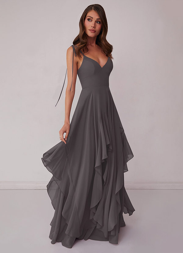 Barbie ♥ Azazie Bridesmaid Dresses V-neck Chiffon Tiered A-line Dress image1
