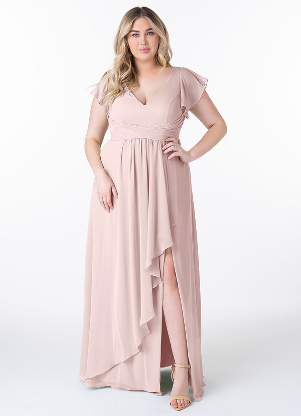 Azazie Omari Bridesmaid Dresses Blushing Pink A-Line Chiffon Dress image1