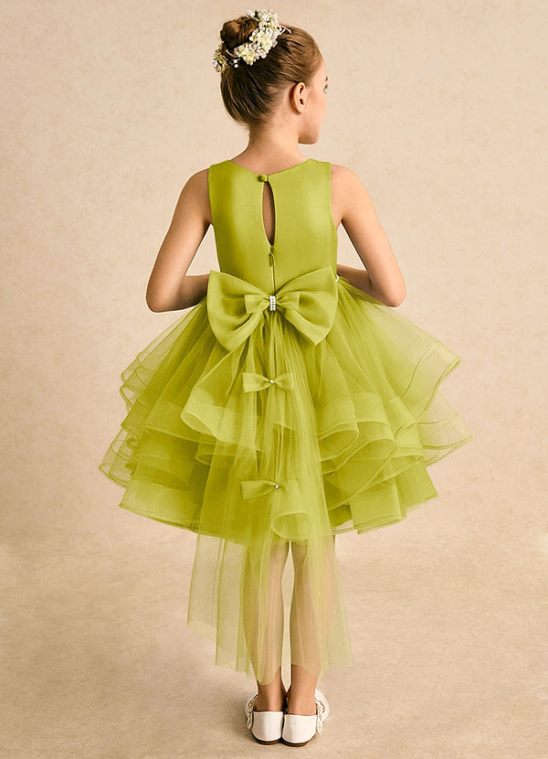 Azazie Tinie Abiti da Damigella Bambina Abito Principessa in Tulle Fiocco Citronella image1