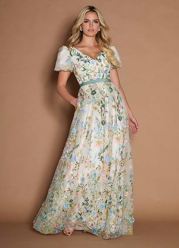 Marisa Champagne Multi Maxi Dress front