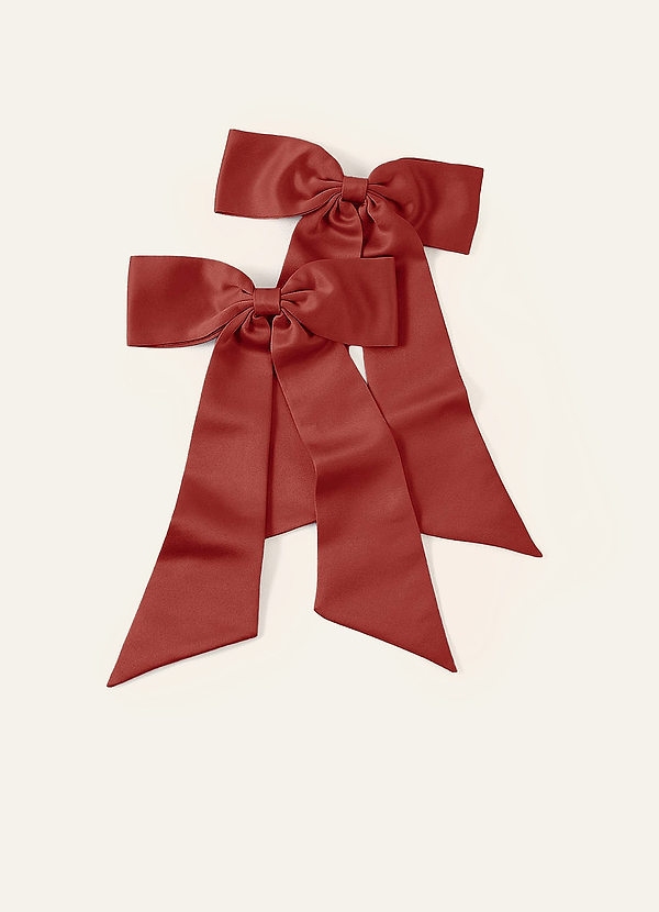 front Matching Color Stretch Satin Bow Hair Clip Set