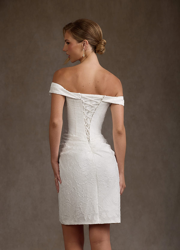 Eliana Wedding Dresses Diamond White Sheath Off the Shoulder Floral Burnout Dress image1