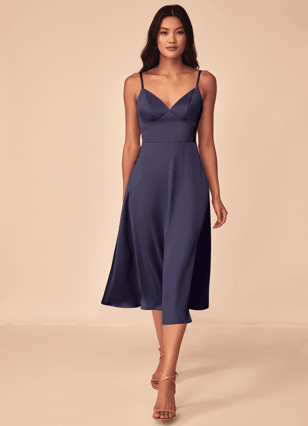 Azazie Dottie Bridesmaid Dresses Stormy A-Line Stretch Satin Dress image1