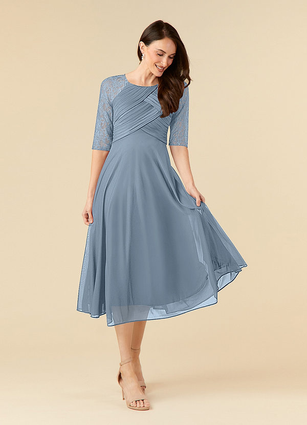 Azazie Gracelyn Brautmutterkleider A-Linie Spitze Kleid Staubblau image1