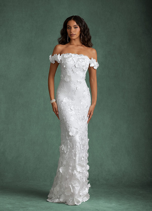 Azazie Olessia Abiti da Sposa Abito Sirena in Pizzo Bianco Diamante image1