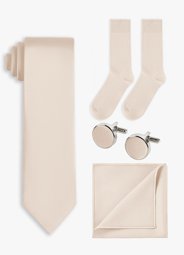 front Bijpassende kleur 4-delige stretch satijnen brede stropdasset