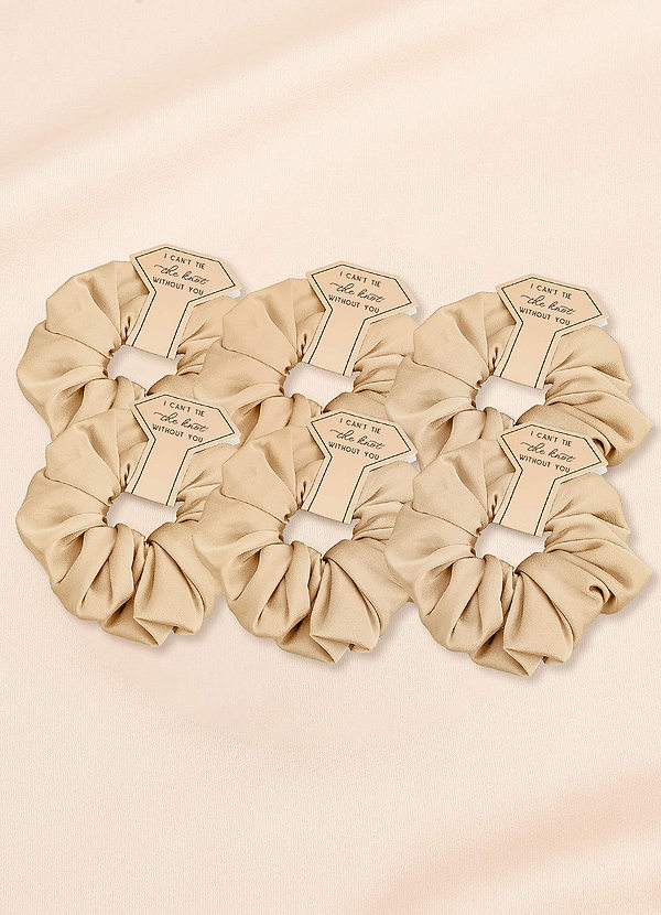 front Matching Color Six-Piece Bridesmaid Stretch Satin Over Size Scrunchie Set