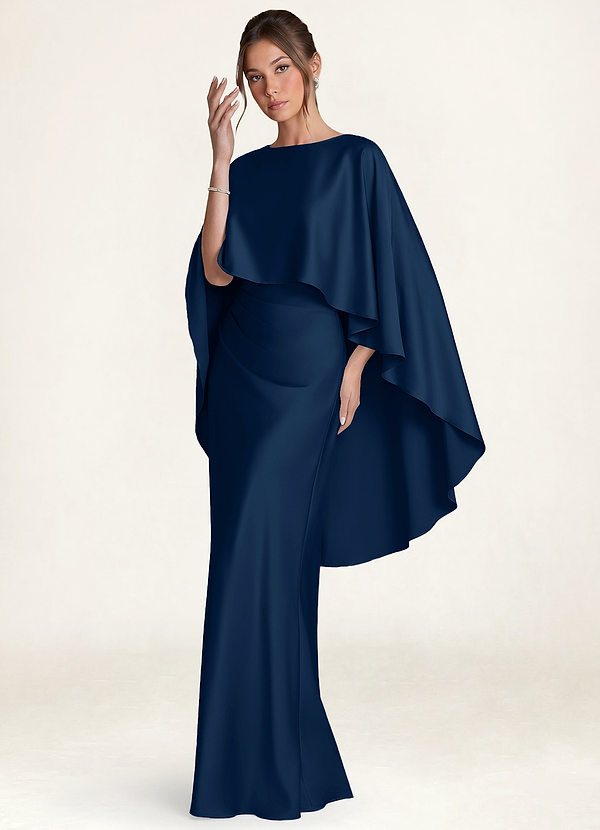 front Azazie Cape en satin extensible assortie