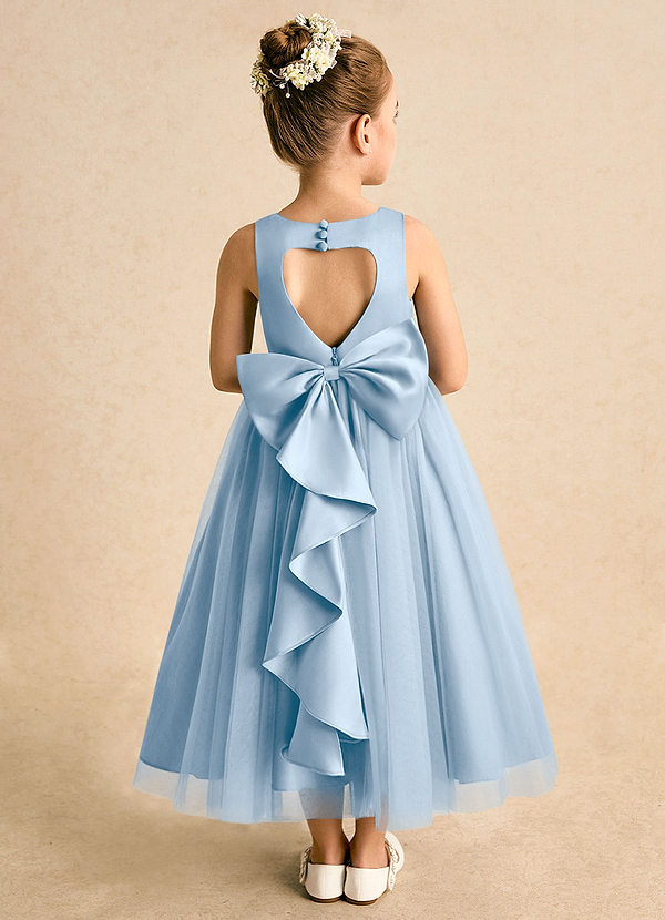 Azazie Solia Robes de cortège enfant Robe Princesse en Tulle Arc Poudre Bleue image1