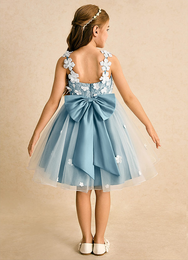 Azazie Junebug Vestidos de Niña de Flores Vestido de Marfil Azul Malhumorado de Tul de Princesa con Encaje image1