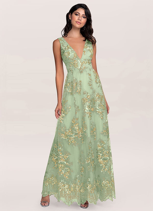 Blush Mark Romantic Adventure Dusty Sage Embroidery Maxi Dress Dresses
