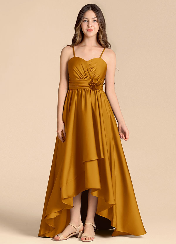 Azazie Catalina Junior Jurk van Stretch Satijn met A-Lijn Sweetheart Halslijn Boterbabbelaar image1