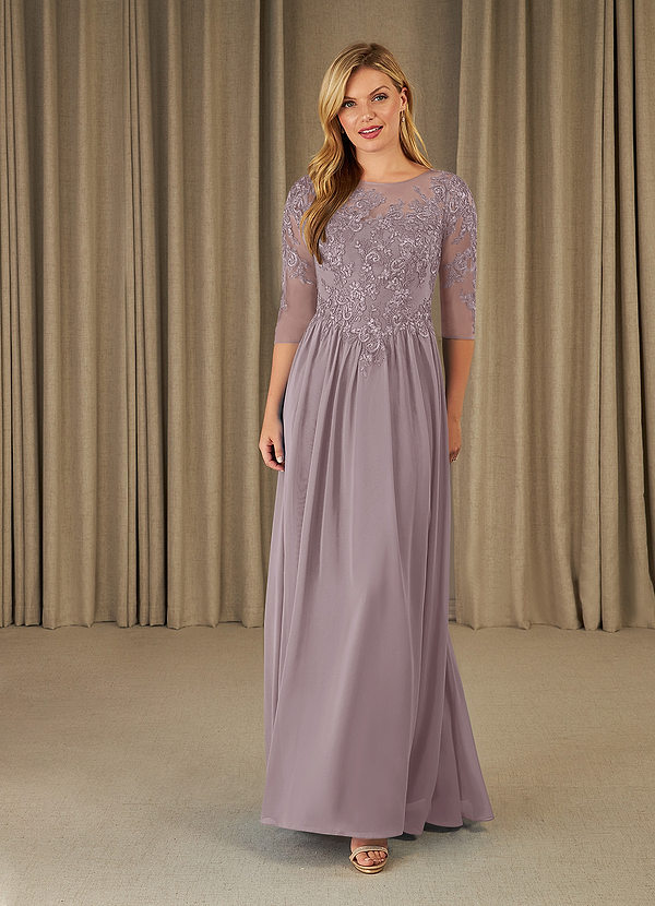 Azazie Mirielle Mother of the Brides Dresses Dusk A-Line Scoop Lace Chiffon Dress image1