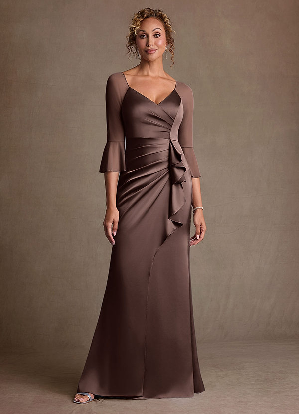 Azazie Nampa Abiti da Mamma Sposa Abito Tubino in Maglia Plissettato Ganache image1