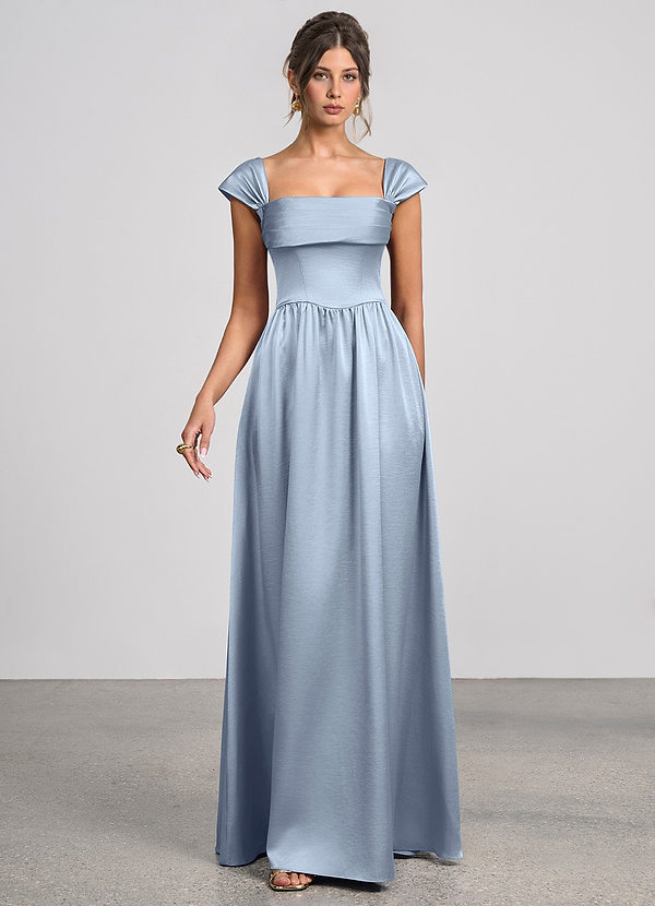 Odette Dusty Blue Luminous Satin Maxi Dress image1