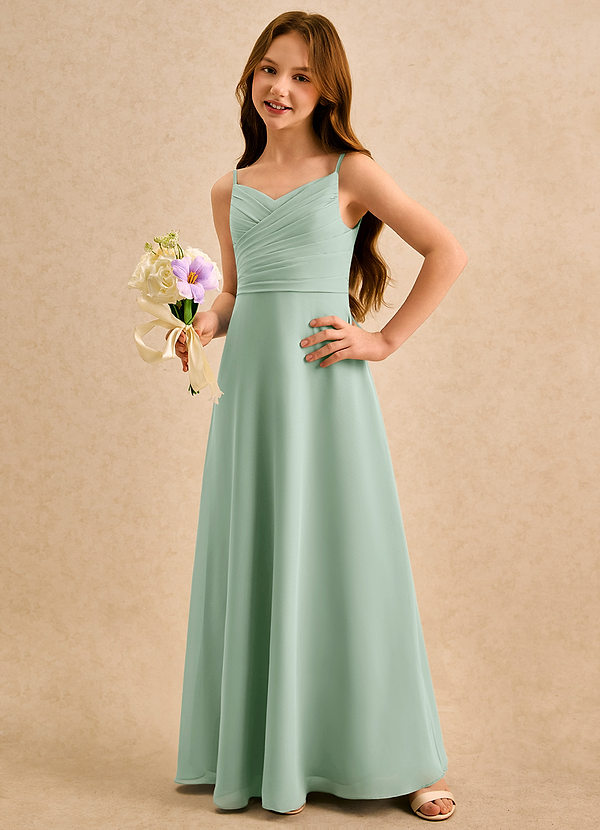 Azazie Hollie Girls Formal Flower Girl Dresses Agave A-Line Sweetheart Neckline Chiffon Dress image1