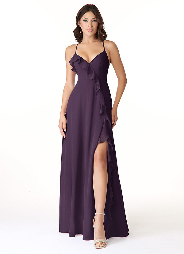 Azazie Tarni Bridesmaid Dresses Plum A-Line Chiffon Dress image1