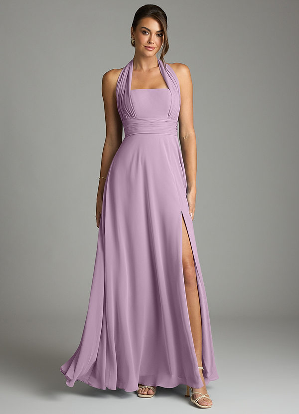 Azazie Tamira Suknie dla druhen Linia A Pofałdowany Szyfon Do ziemi Sukienka image1