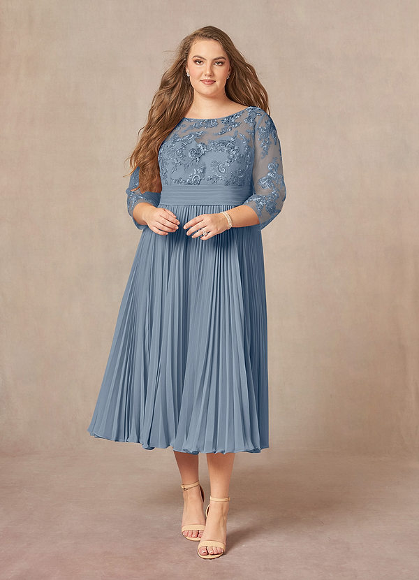 Azazie Tutu Moeder van de Bruid Jurken A-Lijn Jurk van Chiffon Boothals Kant Schemering image1