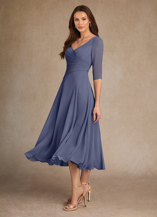 Azazie Durant Vestidos de Madre de la Novia Vestido de Tormenta de Gasa de Corte En A con Plisado image1