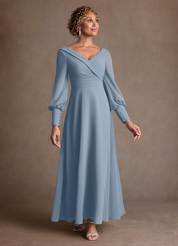 Azazie Paterson Suknie dla Matki Panny Młodej Linia A Pofałdowany Szyfon Długość kostki Sukienka image1