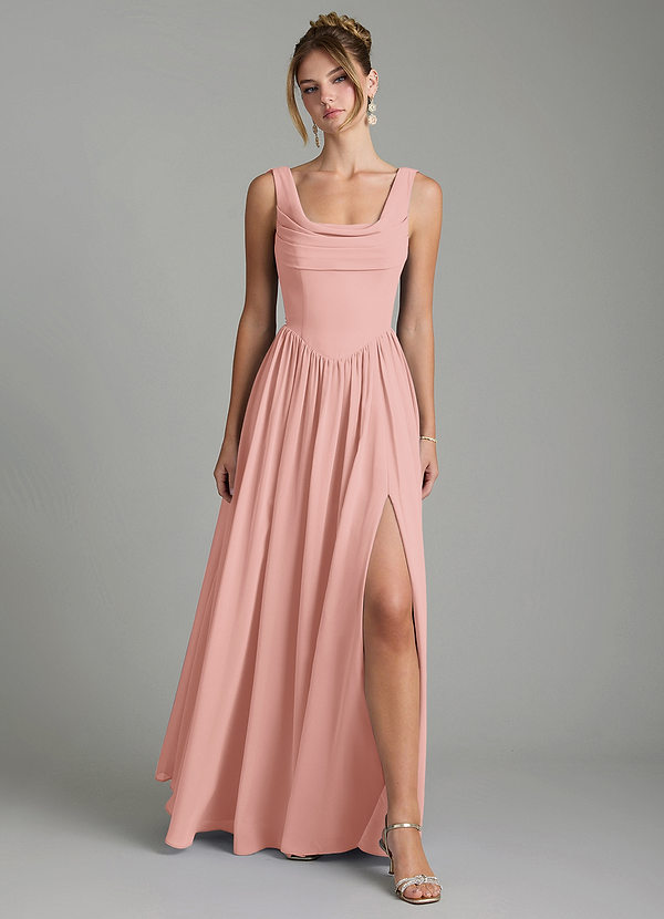 Azazie Novi Bridesmaid Dresses Rosette A-Line Pleated Chiffon Dress image1