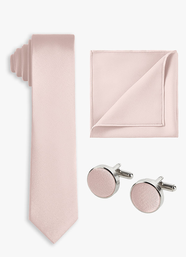 front Matching Color 3-Piece Stretch Satin Skinny Tie Set