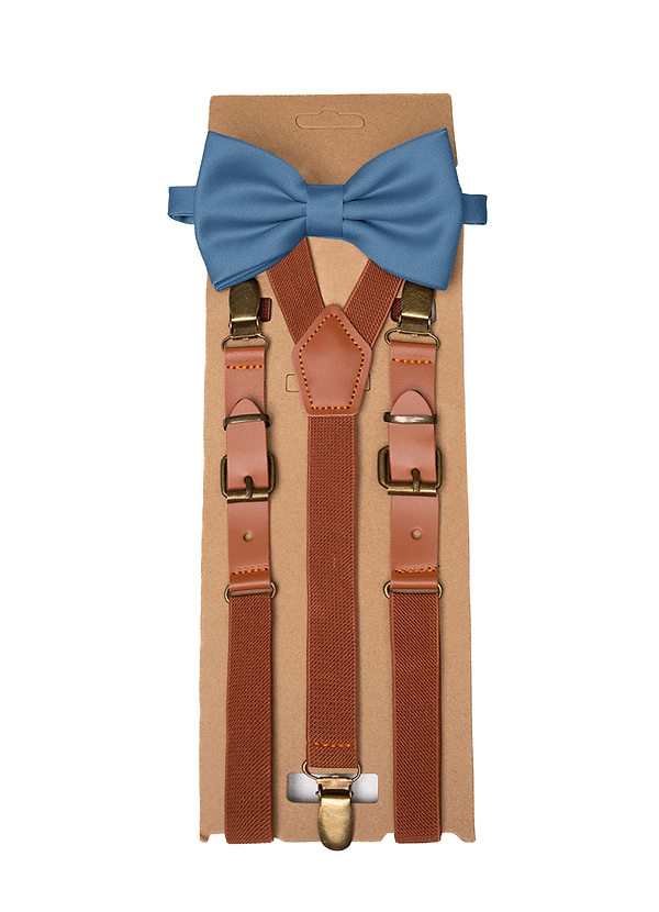 front Matching Matte Satin Pre-Tied Bow Tie & Suspenders Set