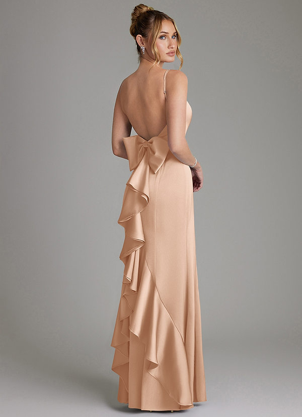 Azazie Zherra Brautjungfernkleider Meerjungfrau-Linie Schleifen Stretch-Satin Kleid Englisches Rosa image1