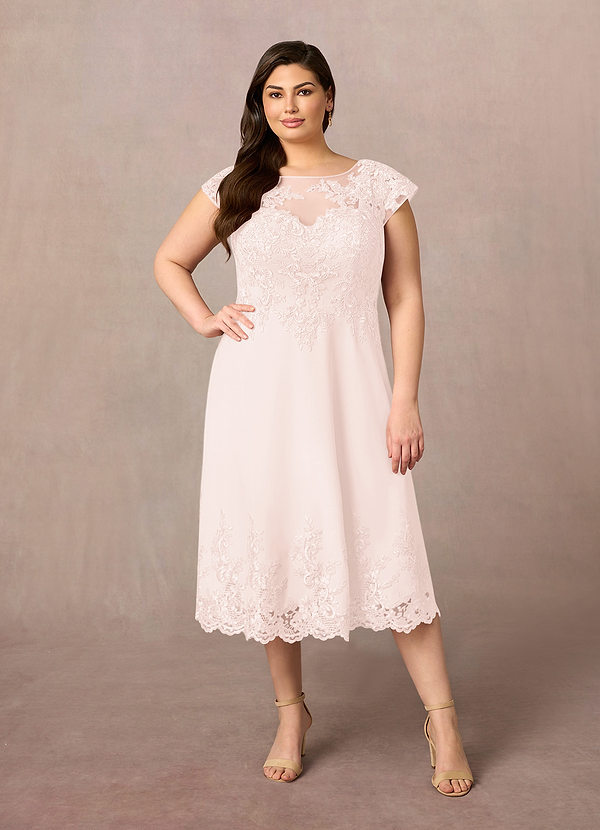 Azazie Terrano Brautmutterkleider A-Linie Scoop Spitze Kleid Zartrosa image1
