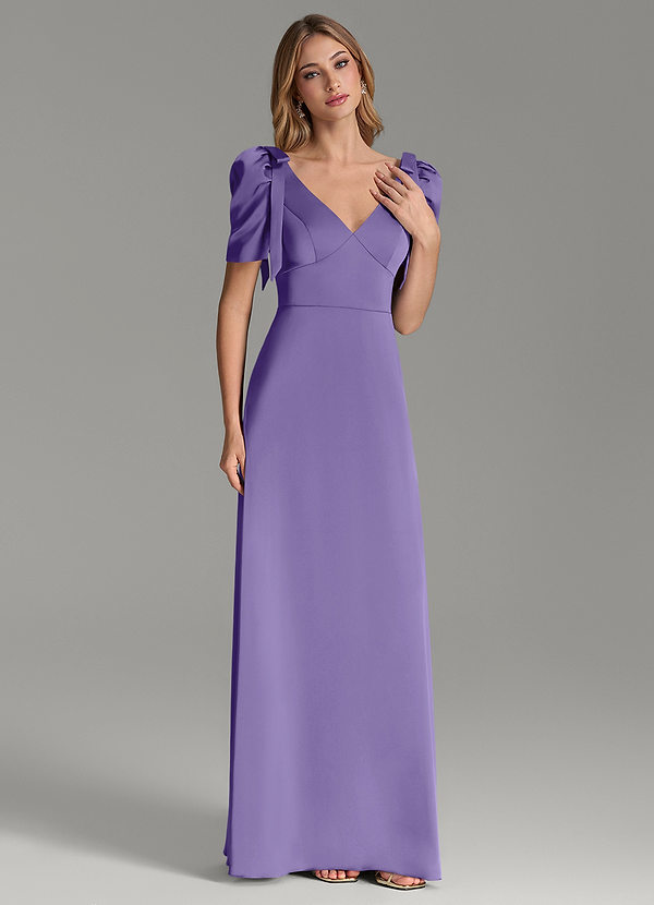 Azazie Asher Bridesmaid Dresses Tahiti A-Line with Pockets Stretch Satin Dress image1