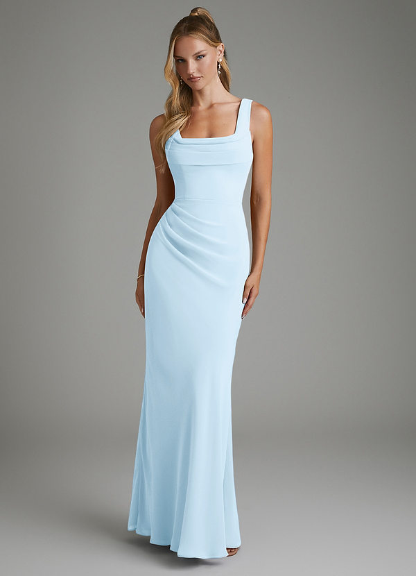 Azazie Asa Bridesmaid Dresses Sky Blue Sheath Corset Chiffon Dress image1