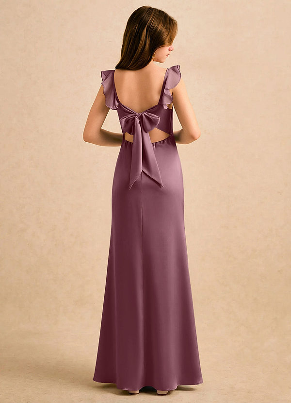 Azazie Novalie Girls Formal Flower Girl Dresses Amethyst Mermaid Bow Stretch Satin Dress image1