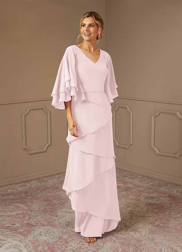 Azazie OHara Abiti da Mamma Sposa Abito A-Line in Chiffon con Scollo a V Rosa Rossore image1