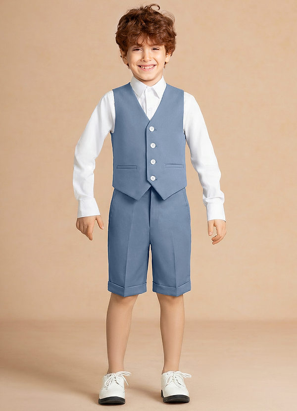 front Finn Dusty Blue Boy Vest 3-Piece Short Suit