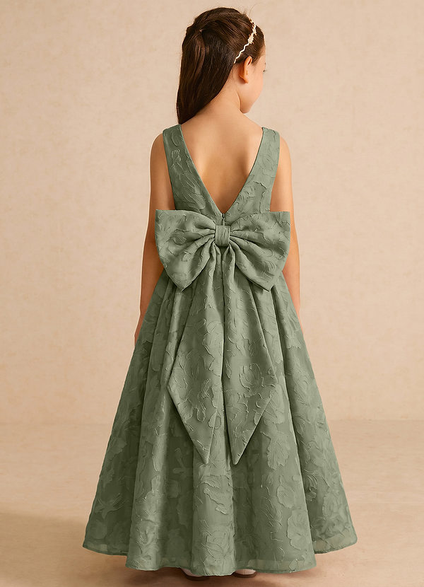 Azazie Pipssy Robes de cortège enfant Robe Trapèze en Blumen-Burnout Plissé Pistache image1