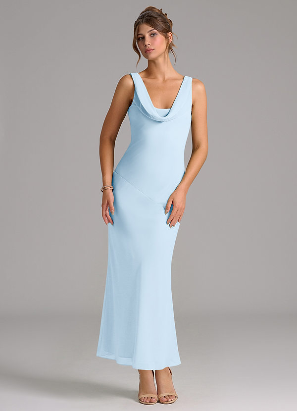 Azazie Rylina Bridesmaid Dresses Sky Blue Mermaid Pleated Chiffon Dress image1