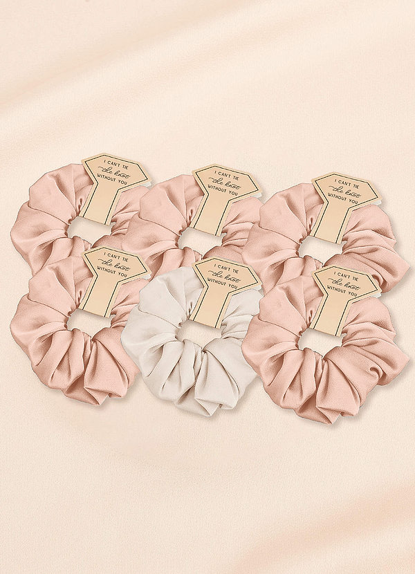 front Matching Color Six-Piece Mixed Color Bridesmaid Stretch Satin Over Size Scrunchie Set