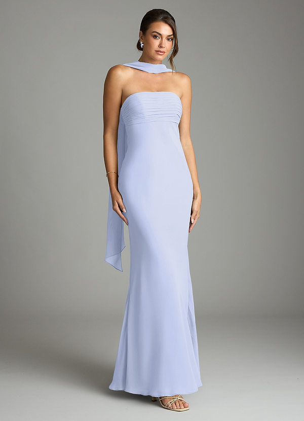 Azazie Saylor Bruidsmeisjes Jurken Jurk van Chiffon met Zeemeermin Strapless Lavendel image1