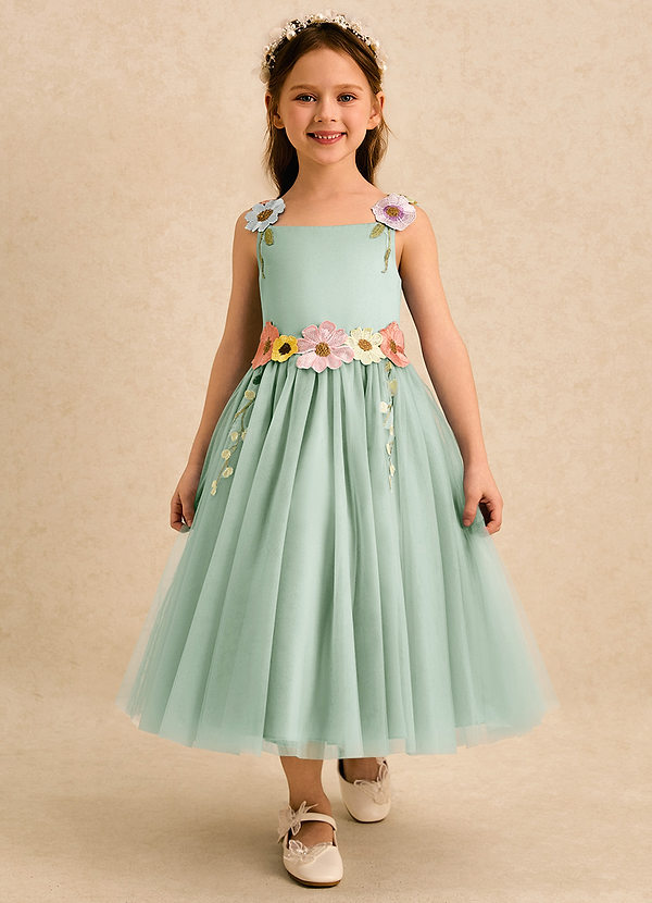 Azazie Meadow Vestidos de Niña de Flores Vestido de Agave de Encaje de Corte en A image1