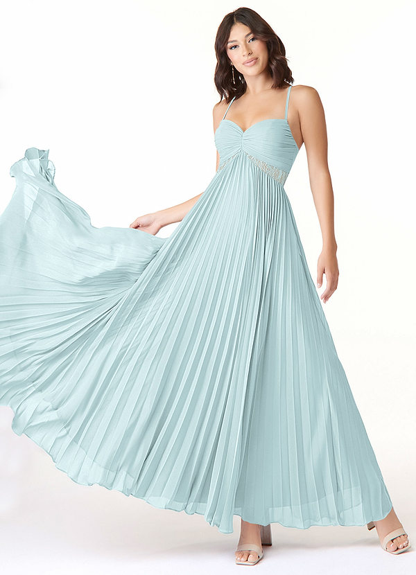 Azazie Devyn Bridesmaid Dresses Mist A-Line Corset Chiffon Dress image1