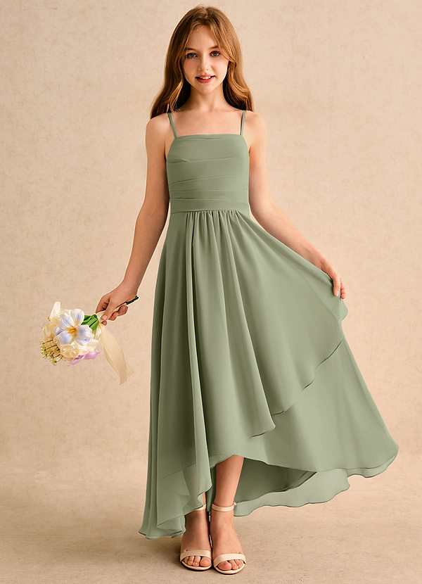 Azazie Twilight Dance Girls Formal Flower Girl Dresses Pistachio A-Line Pleated Chiffon Dress image1