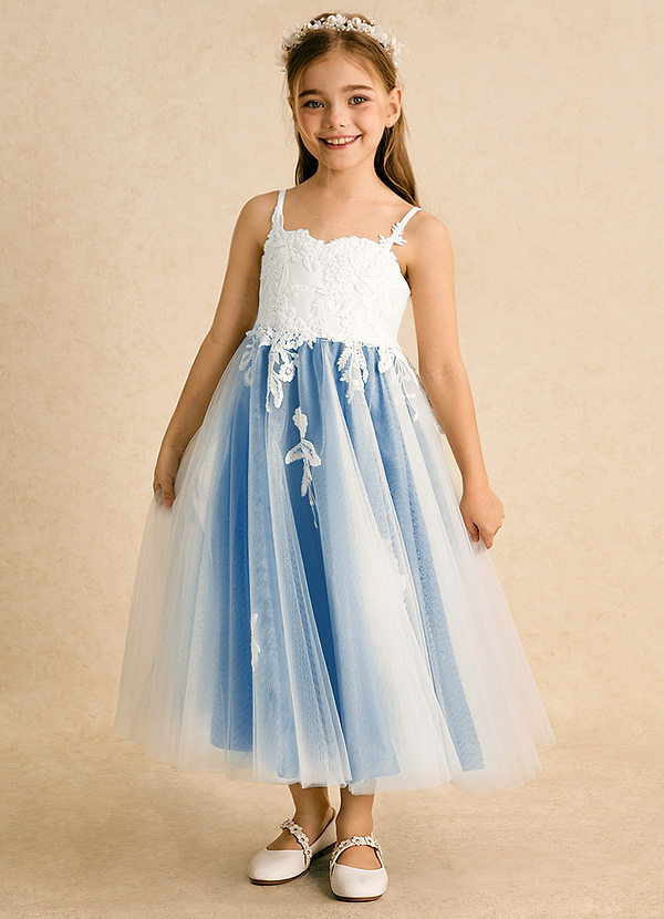 Azazie Coraline Blumenkinder Kleider A-Linie Spitze Kleid Elfenbein Blauhäher image1