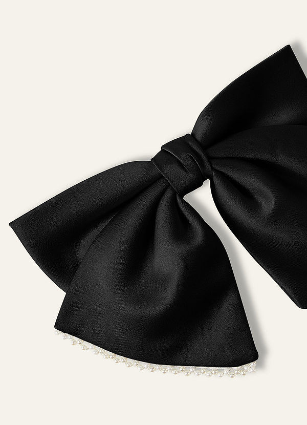 front Hårspänne i satinpärl med rosett i matchande färg