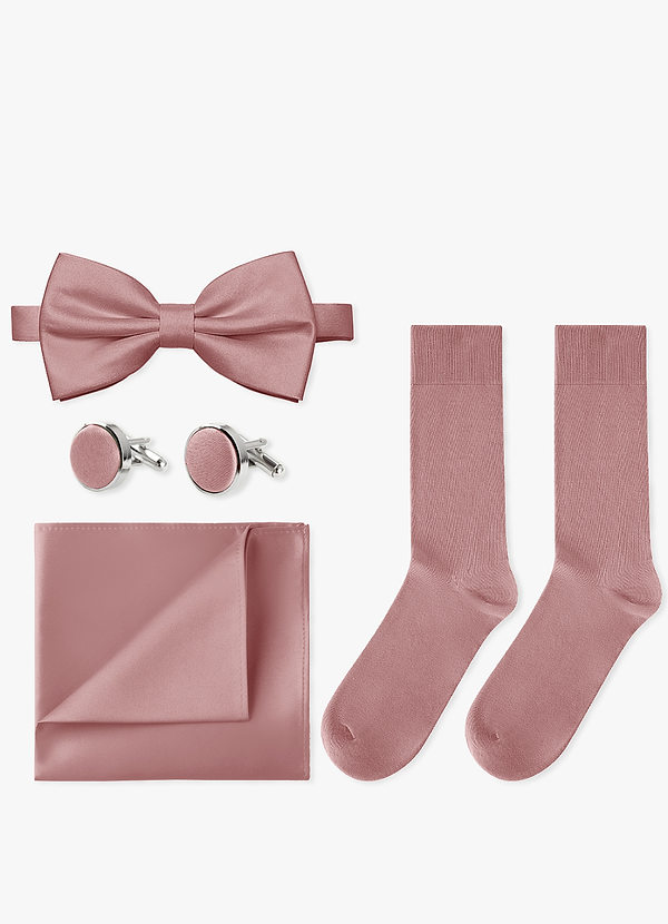 front Matching Bow Tie & Pocket Square & Cuff Links & Socks Set